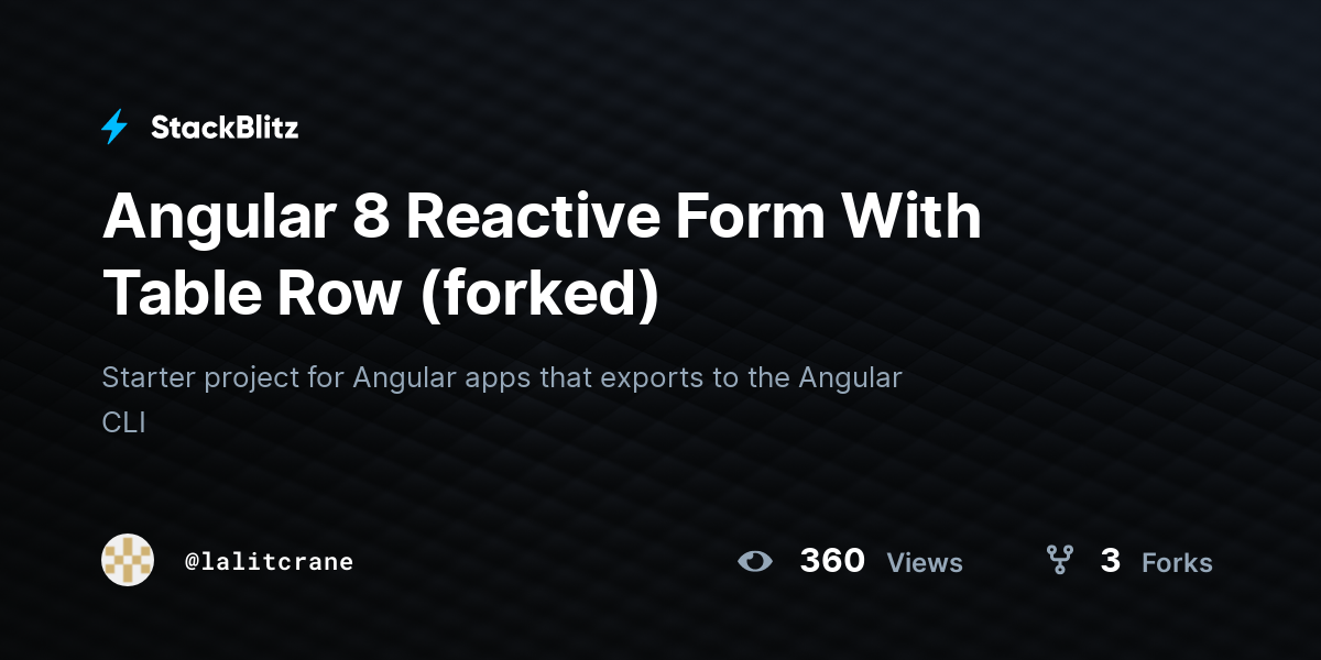 Angular 8 Reactive Form With Table Row (forked) - StackBlitz
