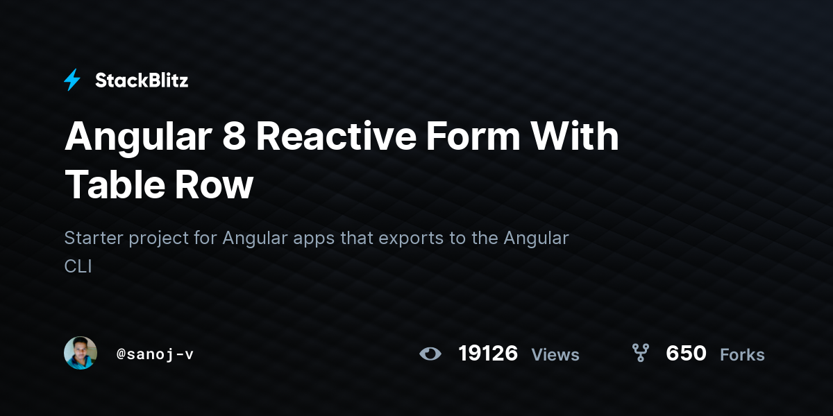 Angular 8 Reactive Form With Table Row - StackBlitz