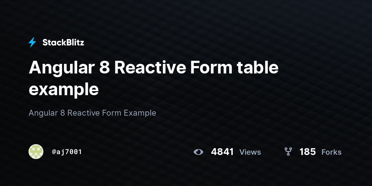 Angular 8 Reactive Form table example StackBlitz