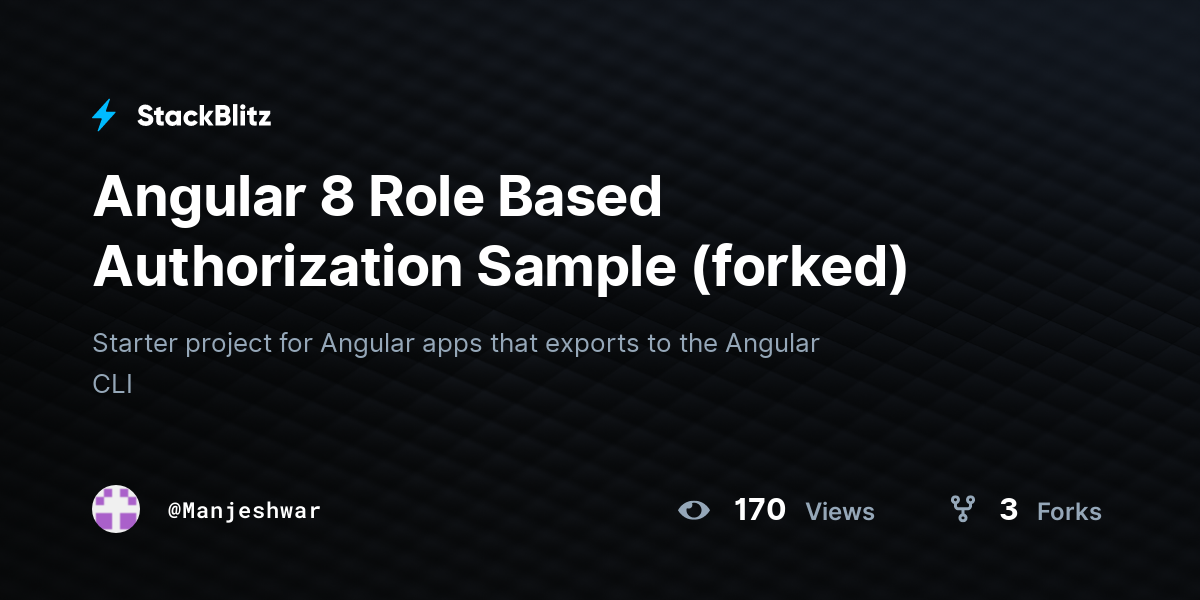 Angular 8 Role Based Authorization Sample (forked) - StackBlitz