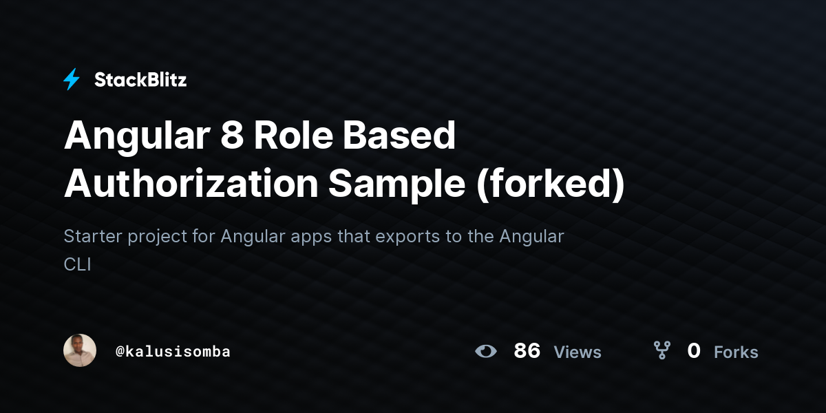 Angular 8 Role Based Authorization Sample (forked) - StackBlitz
