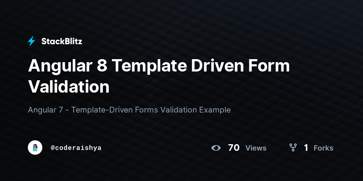 Angular 8 Template Driven Form Validation StackBlitz
