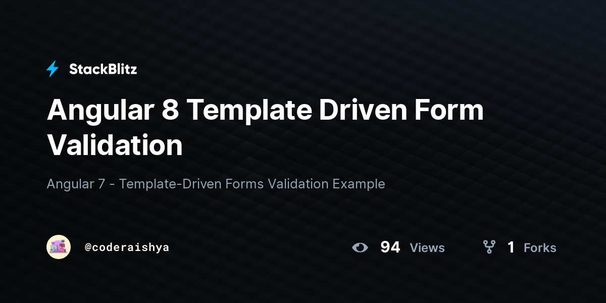 Angular 8 Template Driven Form Validation StackBlitz