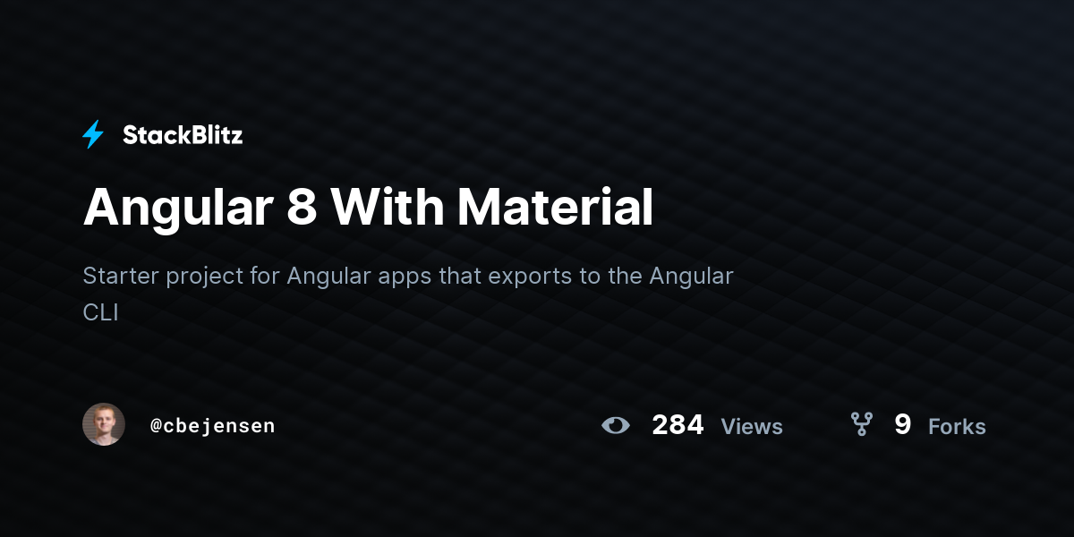 Angular 8 With Material - StackBlitz