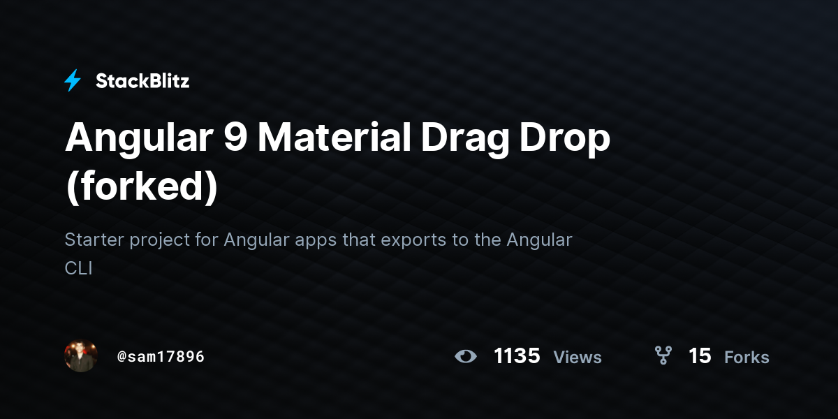 Angular 9 Material Drag Drop (forked) - StackBlitz