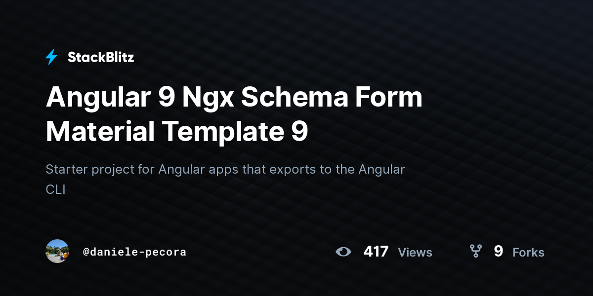 Angular 9 Ngx Schema Form Material Template 9 - StackBlitz