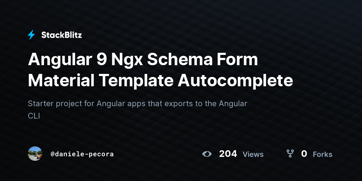 Angular 9 Ngx Schema Form Material Template Autocomplete - StackBlitz