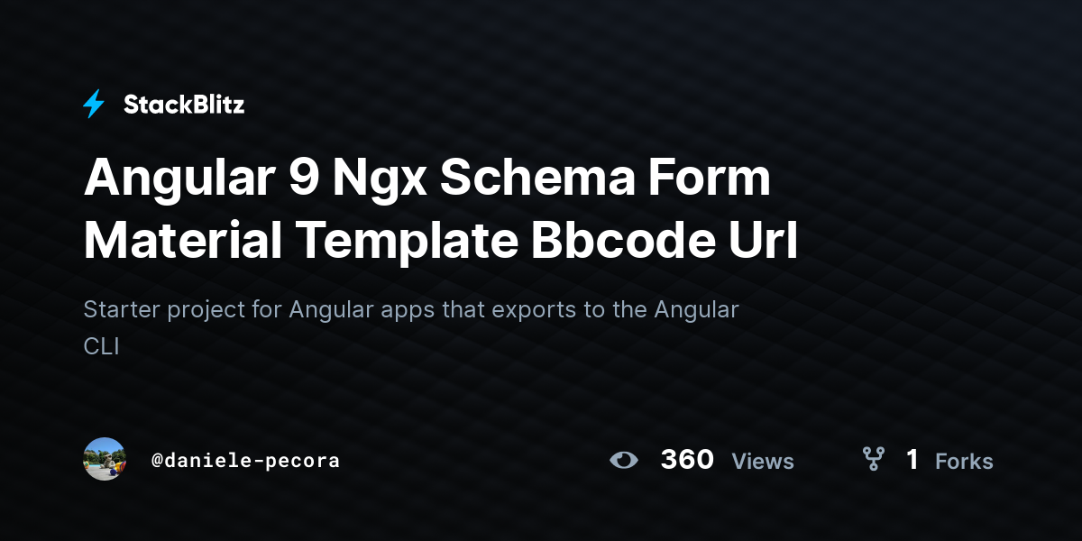 Angular 9 Ngx Schema Form Material Template Bbcode Url - StackBlitz