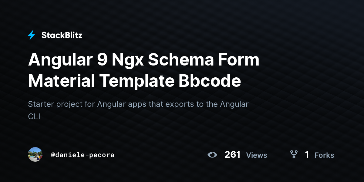 Angular 9 Ngx Schema Form Material Template Bbcode - StackBlitz