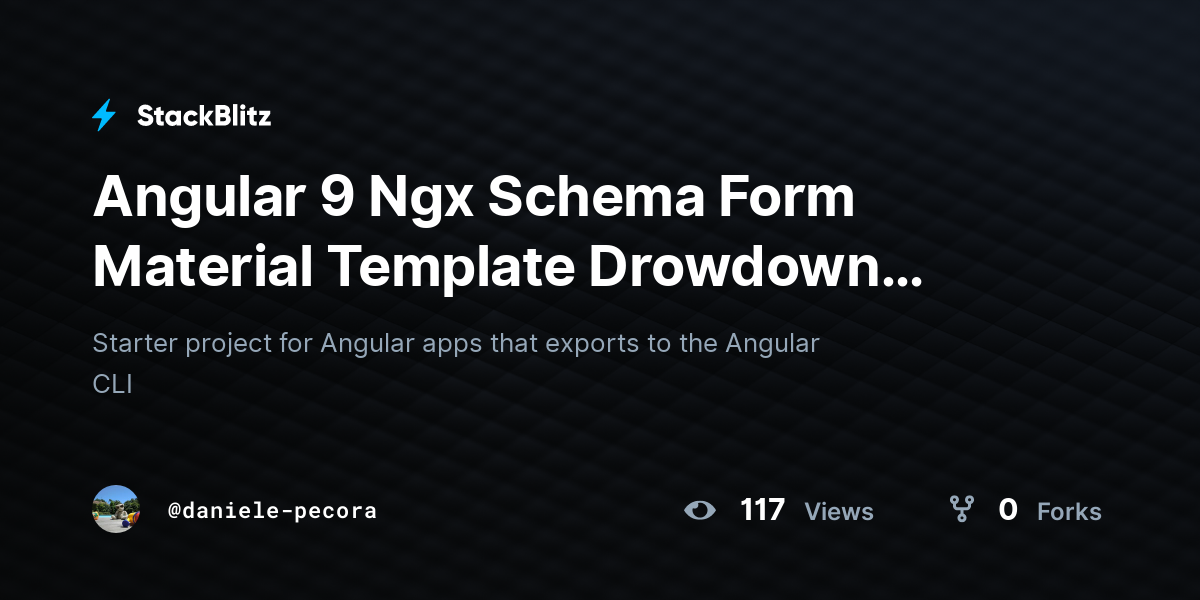 Angular 9 Ngx Schema Form Material Template Drowdown Async - StackBlitz
