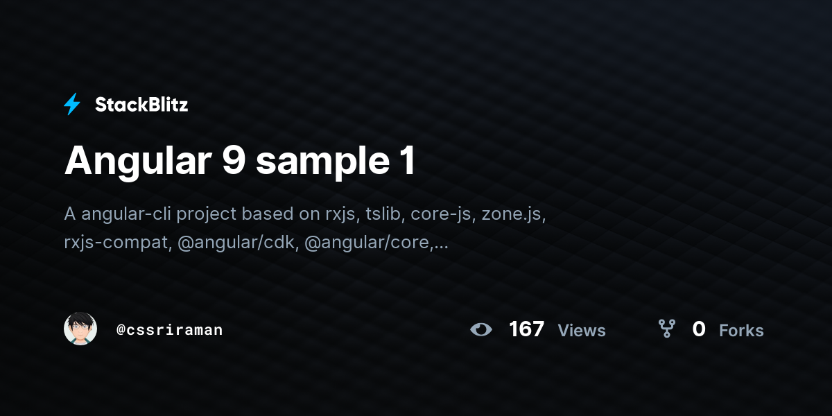 Angular 9 sample 1 - StackBlitz