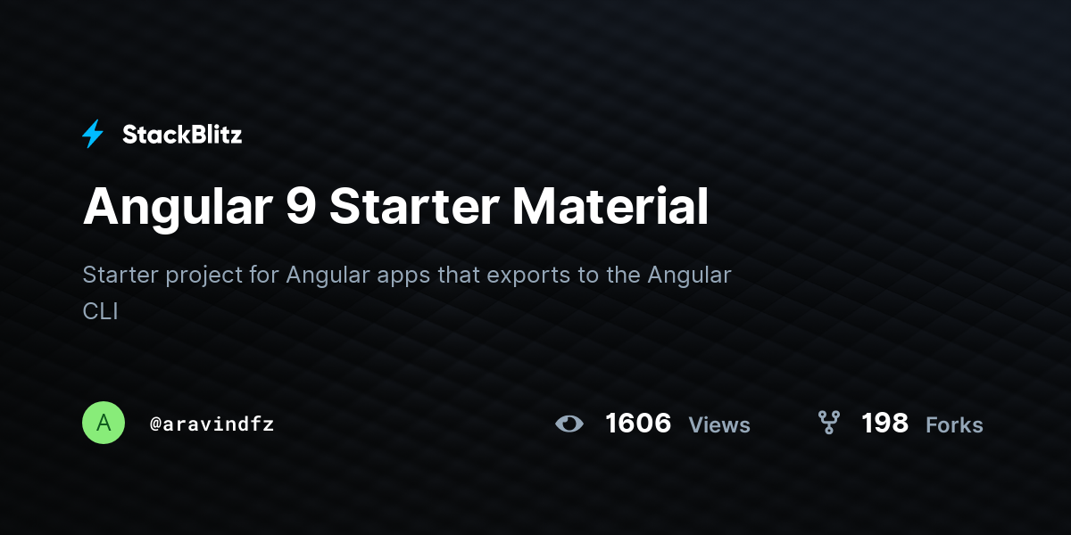 Angular 9 Starter Material - StackBlitz
