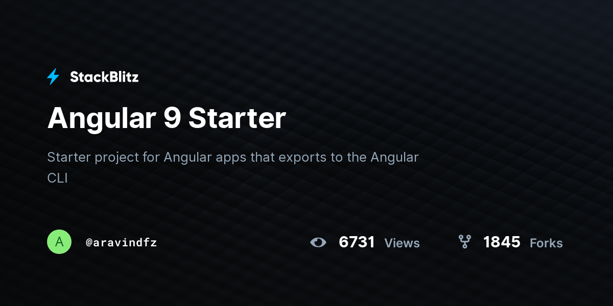 Angular 9 Starter - StackBlitz