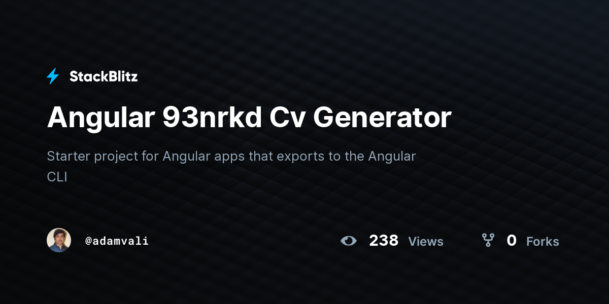 Angular 93nrkd Cv Generator - StackBlitz