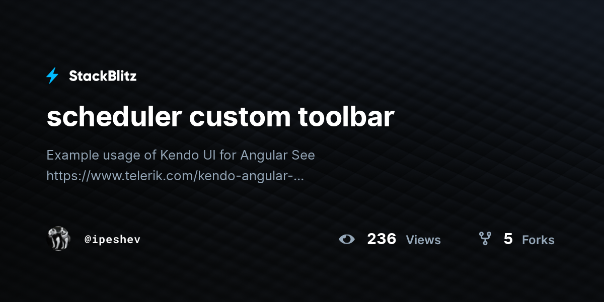 scheduler custom toolbar - StackBlitz