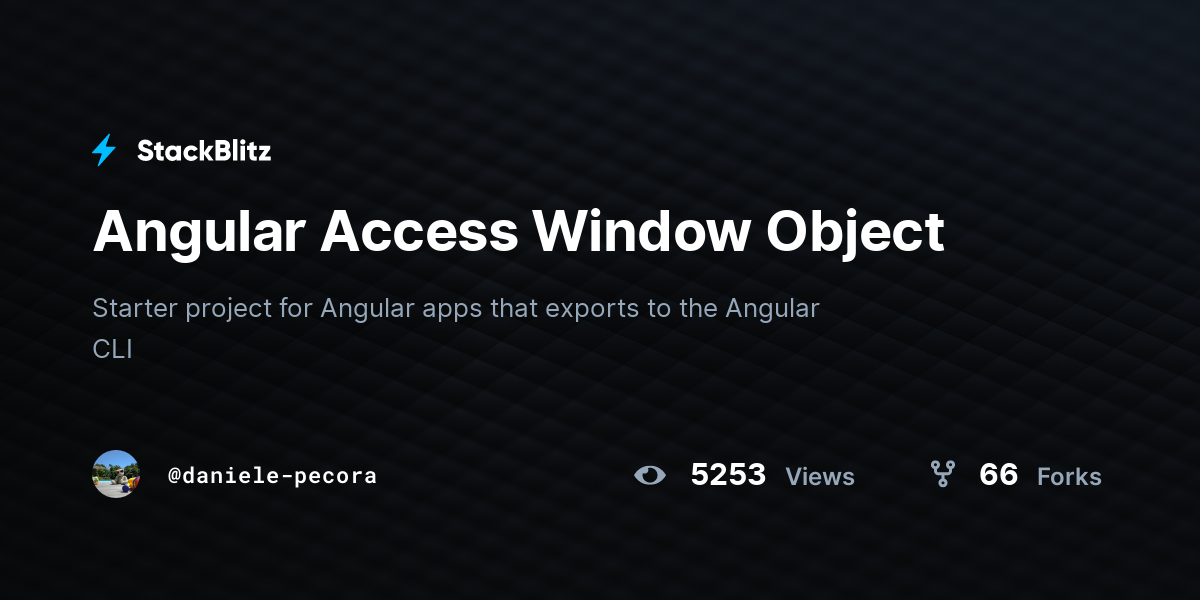 Angular Access Window Object - StackBlitz