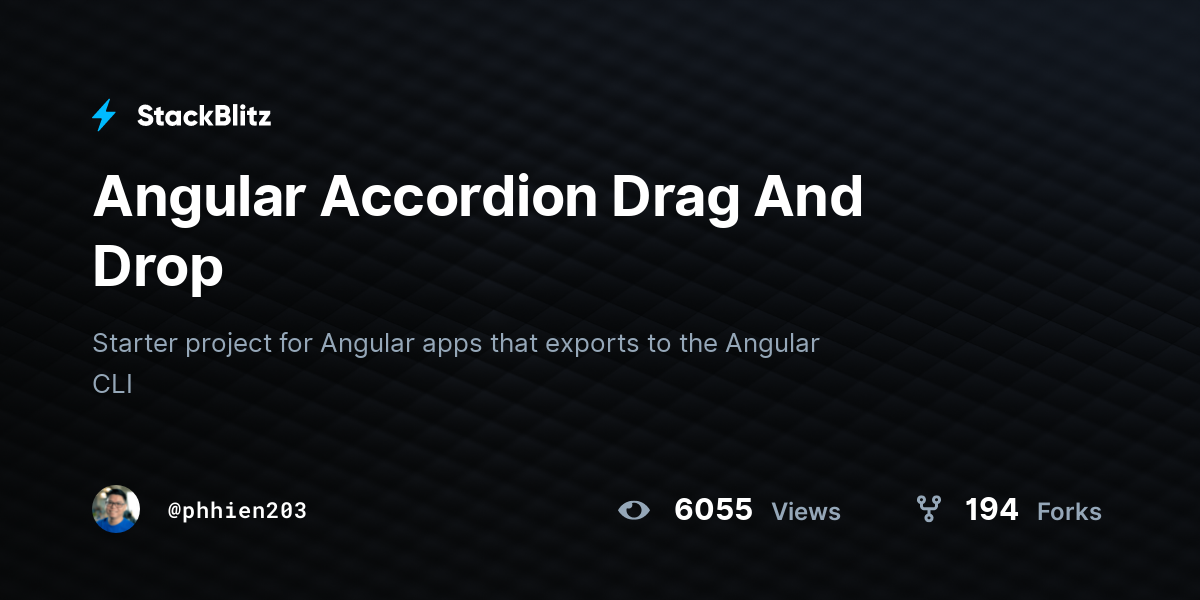 Angular Accordion Drag And Drop StackBlitz