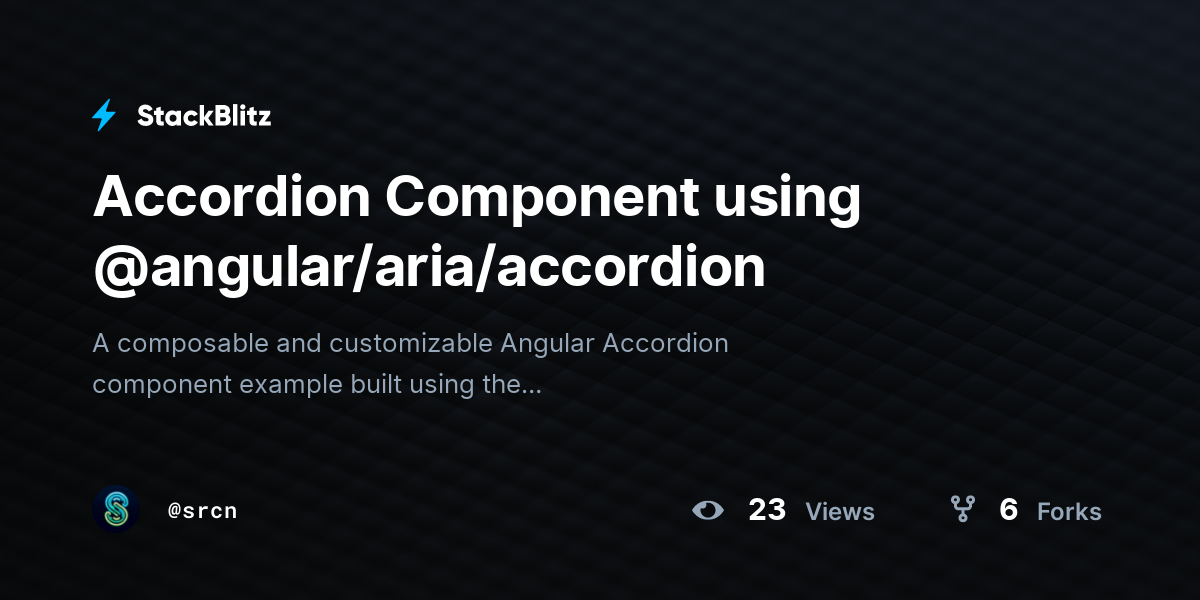 Accordion Component using @angular/aria/accordion - StackBlitz