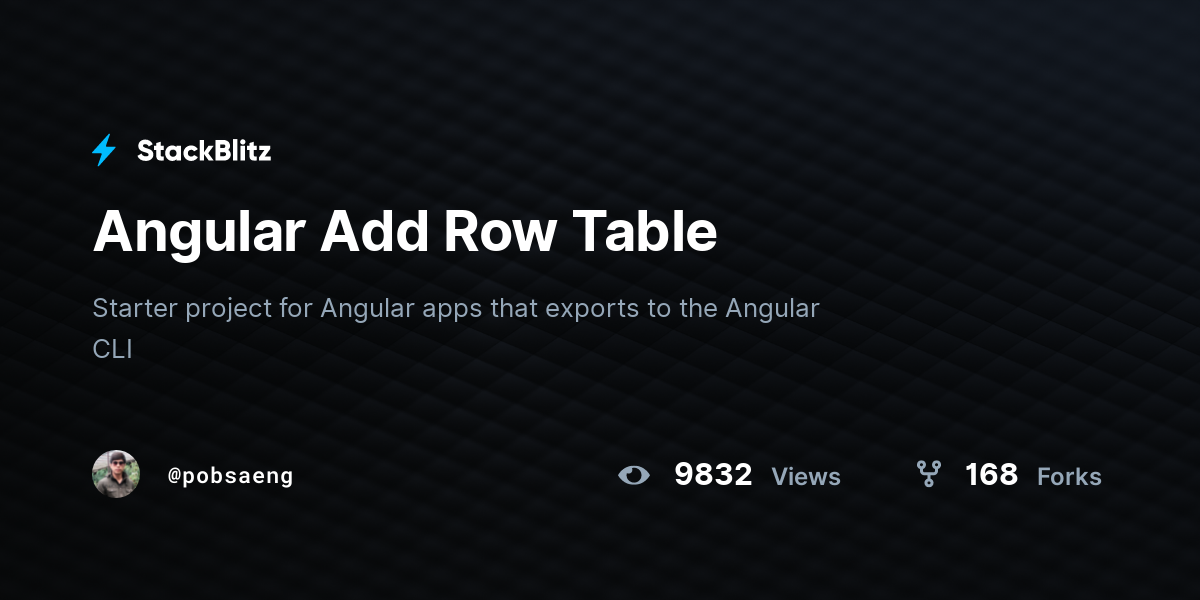 Angular Add Row Table - StackBlitz