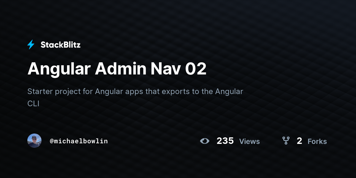 Angular Admin Nav 02 - StackBlitz