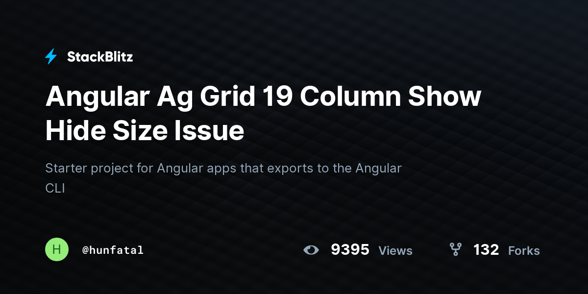 Angular Ag Grid 19 Column Show Hide Size Issue - StackBlitz