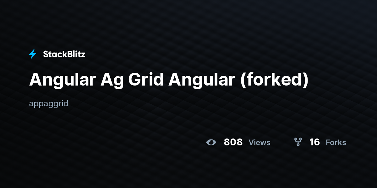 Angular Ag Grid Angular (forked) - StackBlitz