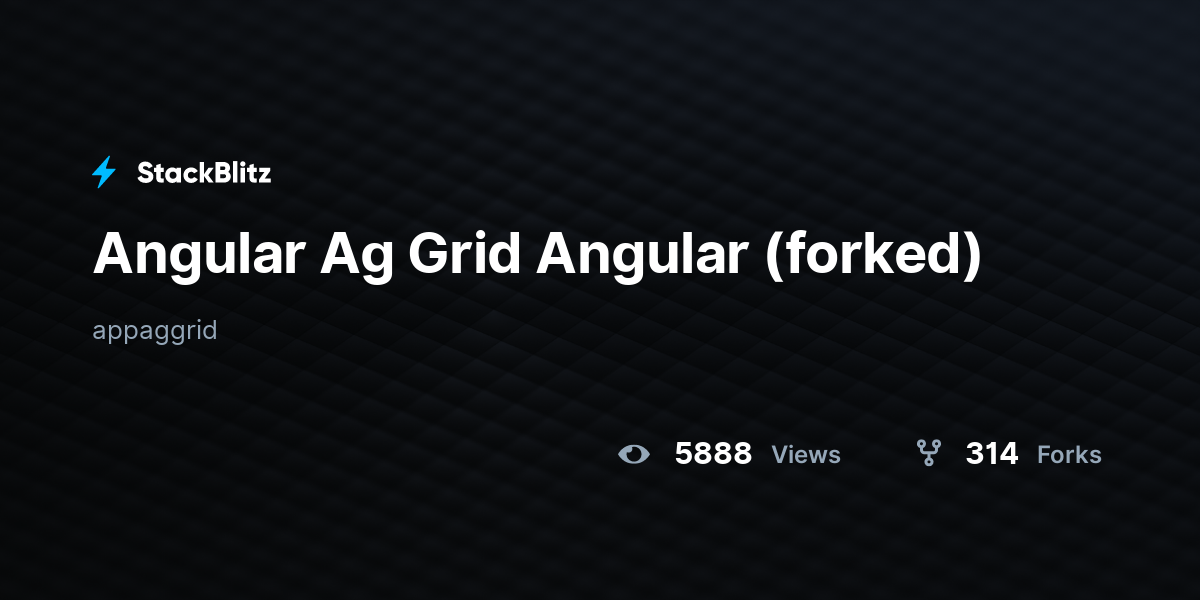 Angular Ag Grid Angular (forked) StackBlitz