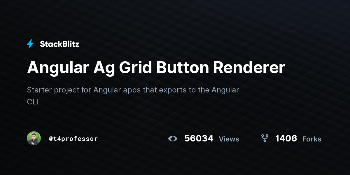 Angular Ag Grid Button Renderer - StackBlitz