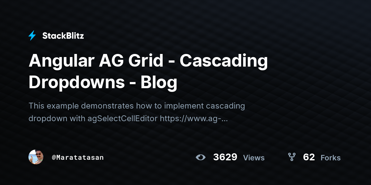 Angular AG Grid - Cascading Dropdowns - Blog - StackBlitz