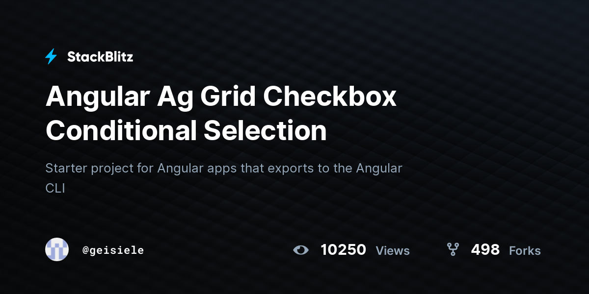 Angular Ag Grid Checkbox Conditional Selection - StackBlitz