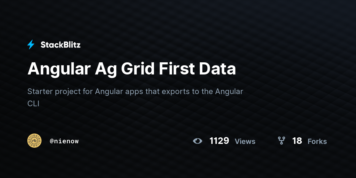 Angular Ag Grid First Data - StackBlitz