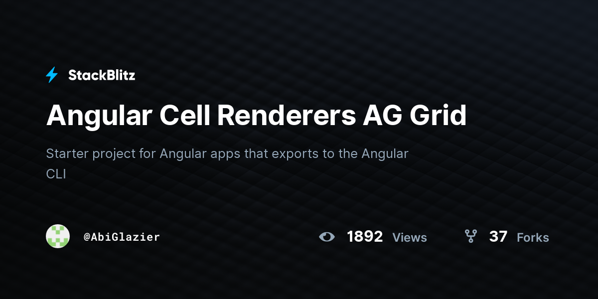 Angular Cell Renderers AG Grid - StackBlitz