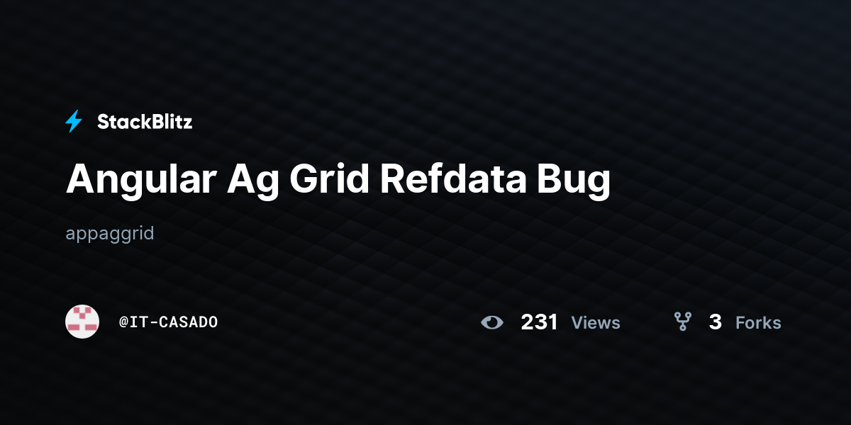 Angular Ag Grid Refdata Bug - StackBlitz