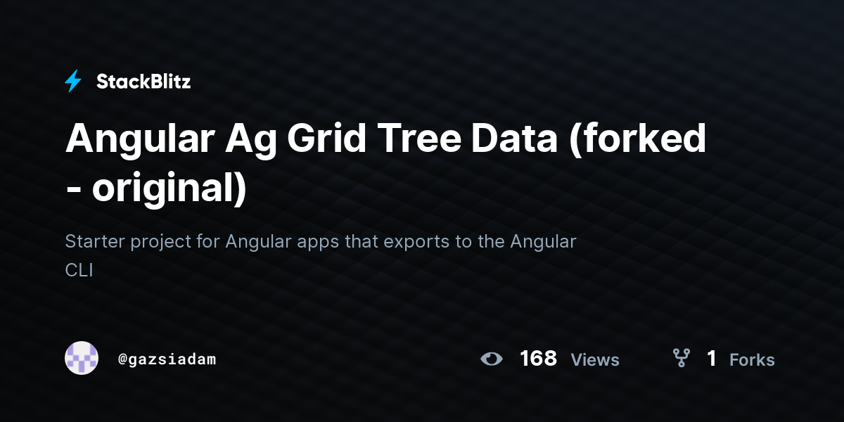 Angular Ag Grid Tree Data (forked - original) - StackBlitz