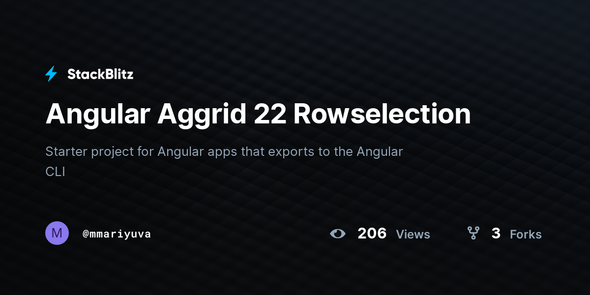 Angular Aggrid 22 Rowselection - StackBlitz