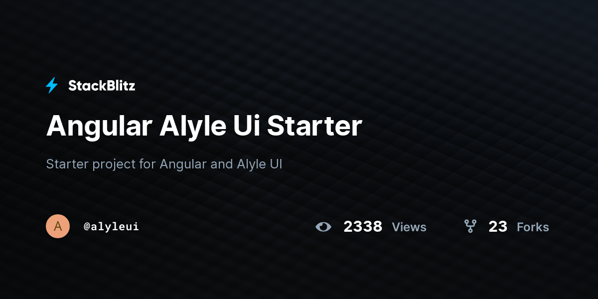 Angular Alyle Ui Starter - StackBlitz