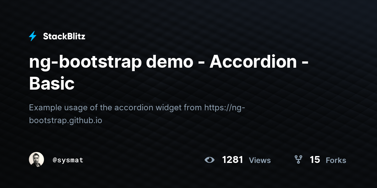 ng-bootstrap demo - Accordion - Basic - StackBlitz