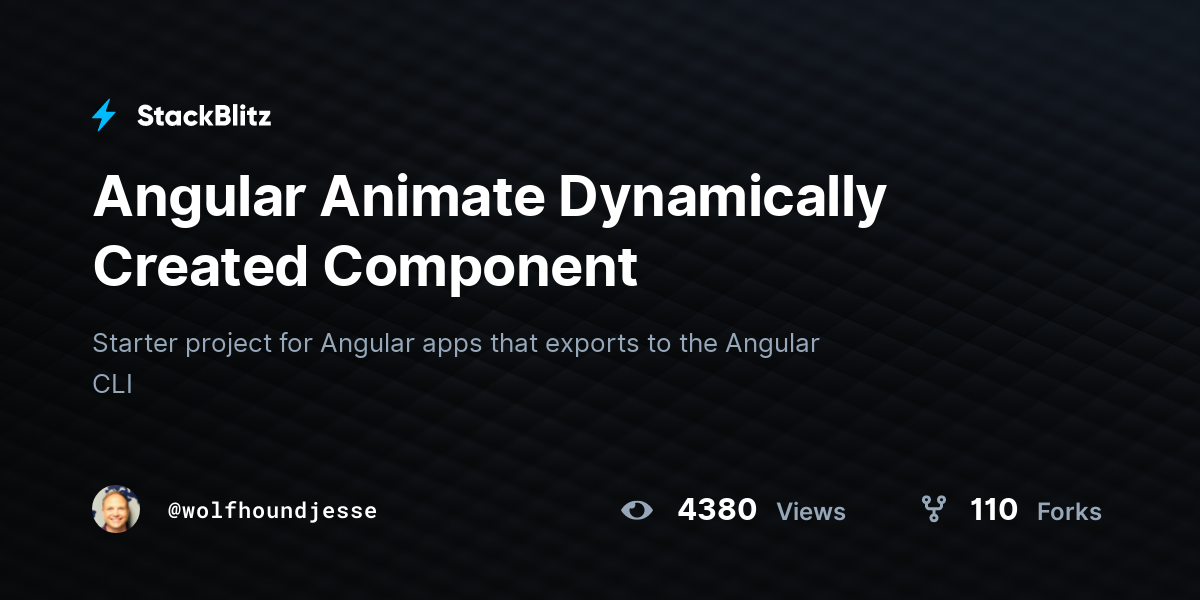 Angular Animate Dynamically Created Component - StackBlitz