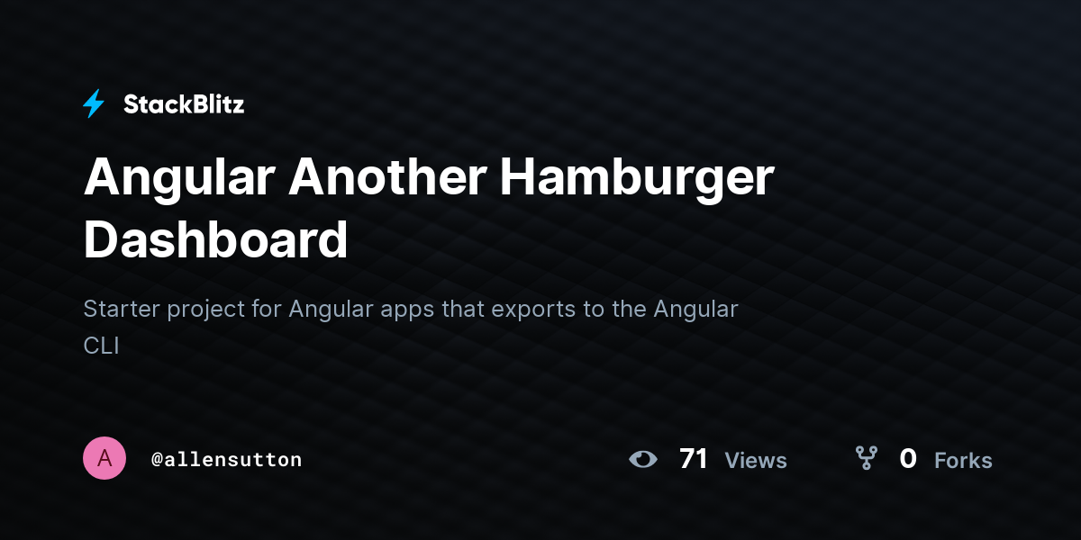 Angular Another Hamburger Dashboard - StackBlitz