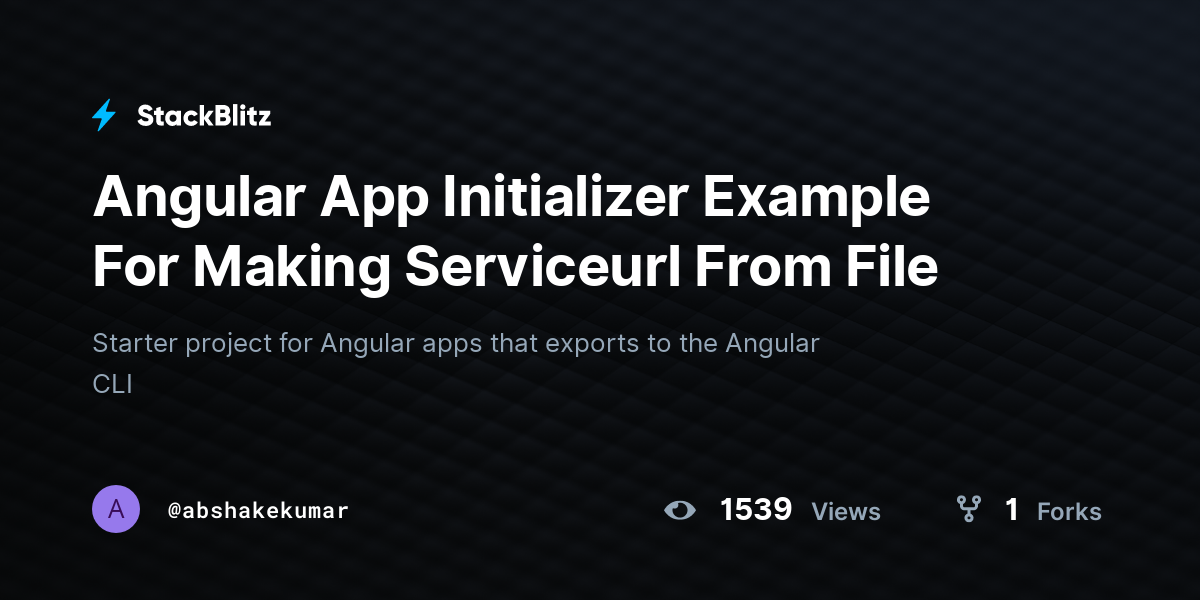Angular App Initializer Example For Making Serviceurl From File ...