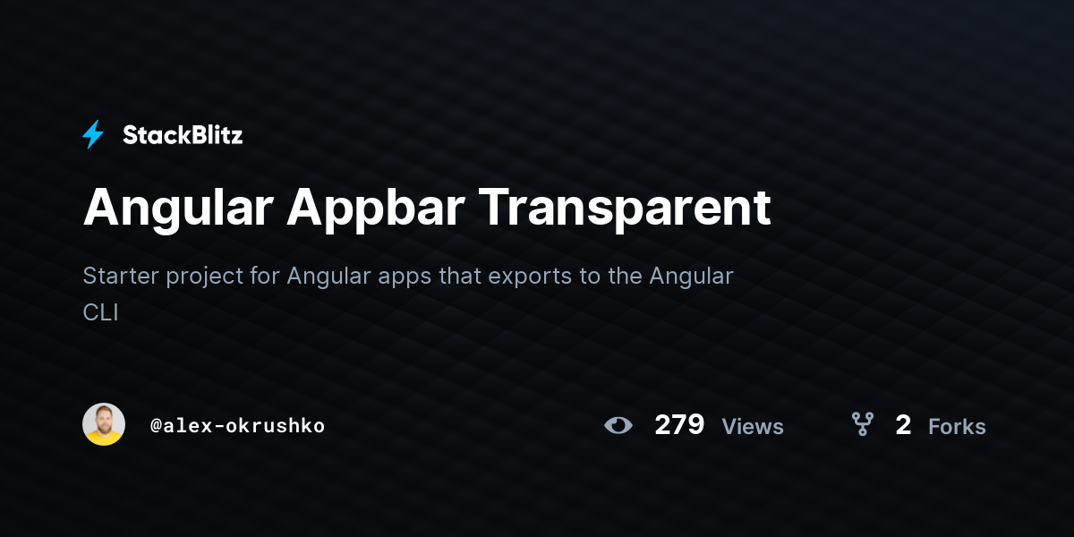 Angular Appbar Transparent - StackBlitz
