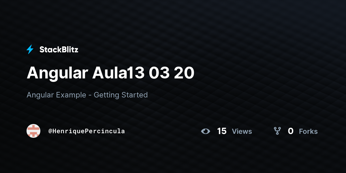 Angular Aula13 03 20 - StackBlitz