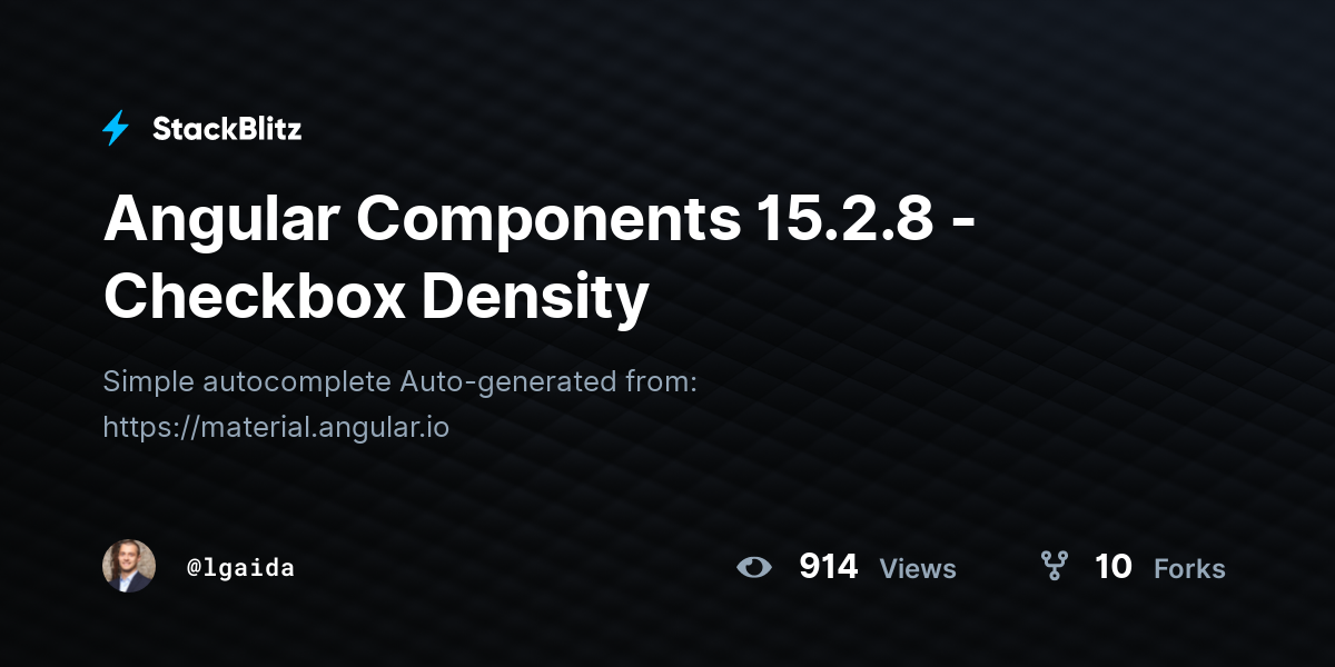 Angular Components 15.2.8 - Checkbox Density - StackBlitz