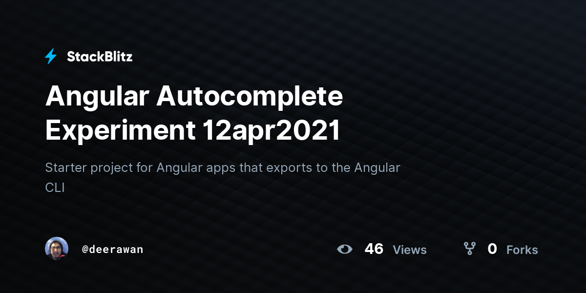 Angular Experiment 12apr2021 StackBlitz