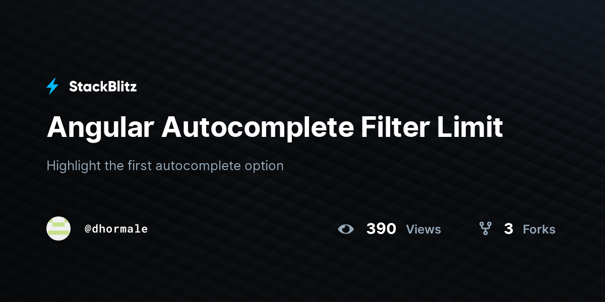 Angular Autocomplete Filter Limit - StackBlitz