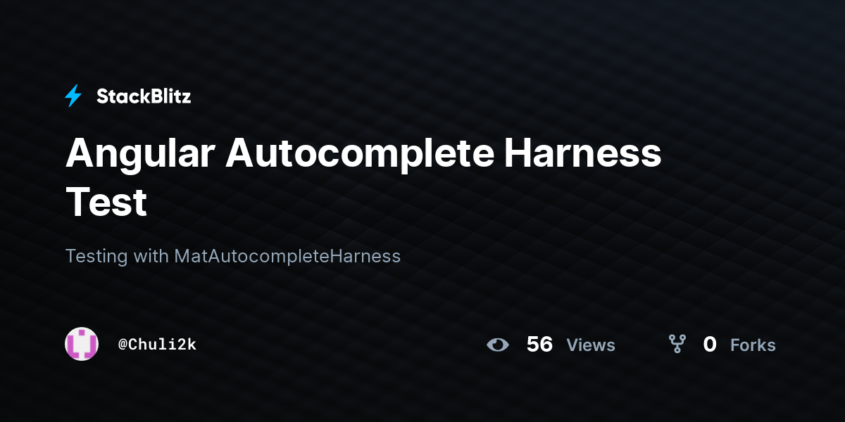 Angular Autocomplete Harness Test - StackBlitz