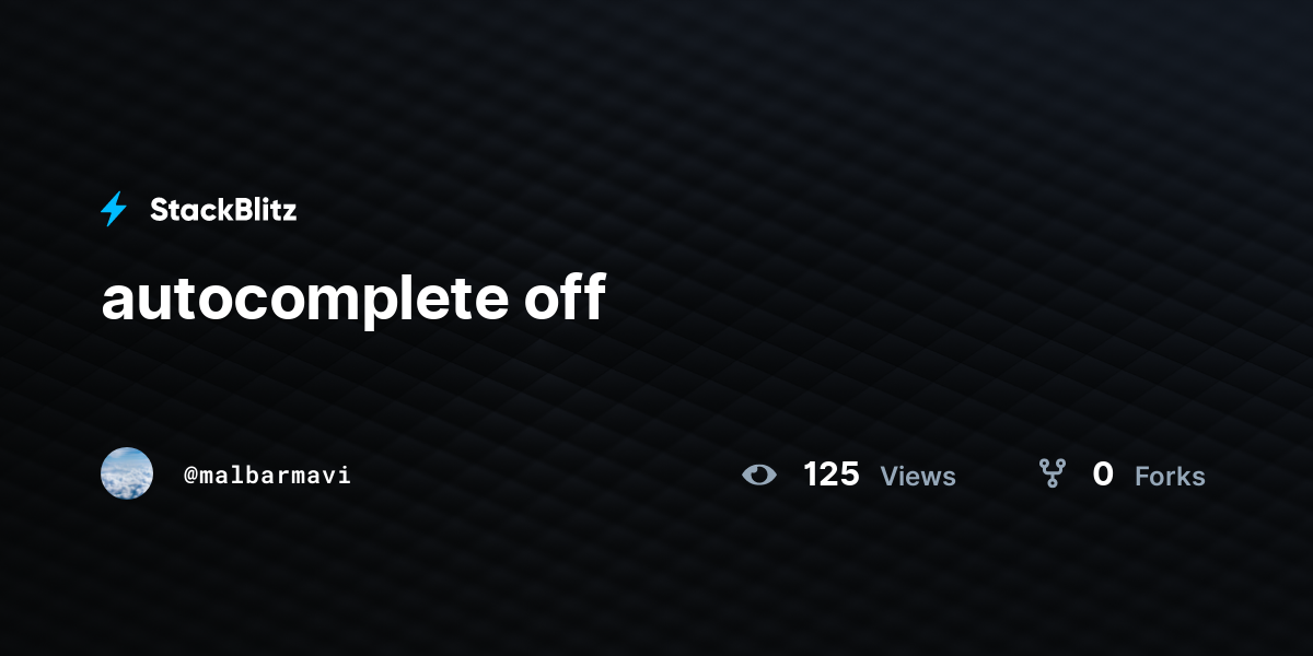 autocomplete off - StackBlitz