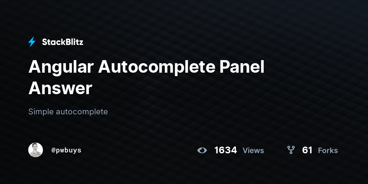 Angular Panel Answer StackBlitz