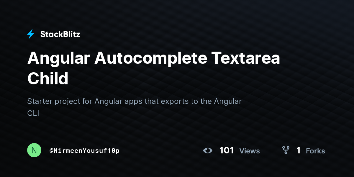 Angular Autocomplete Textarea Child - StackBlitz