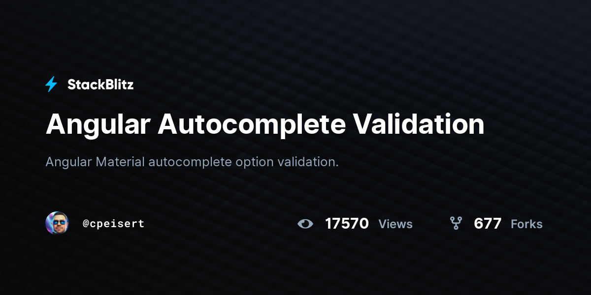 Angular Validation StackBlitz